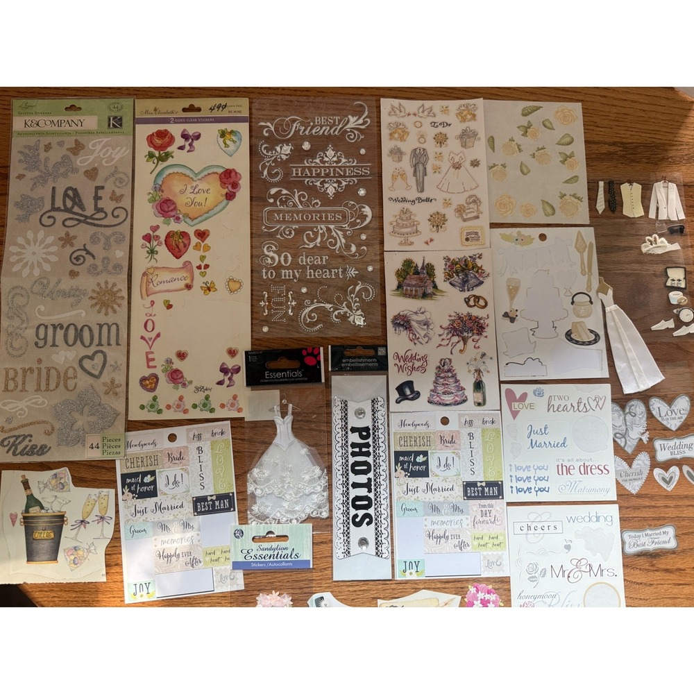 Wedding Scrapbook Sticker Lot K&Company Sandylion Bridal Embellishments Silver